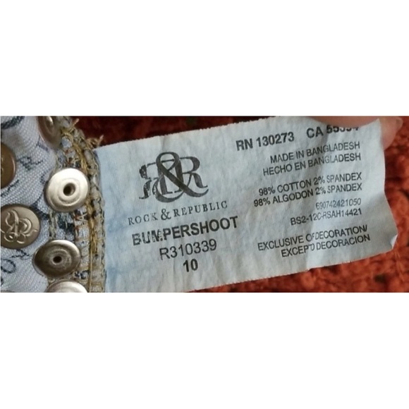 Rock & Republic Distressed Blue Jean Shorts with Studs - Picture 15 of 16